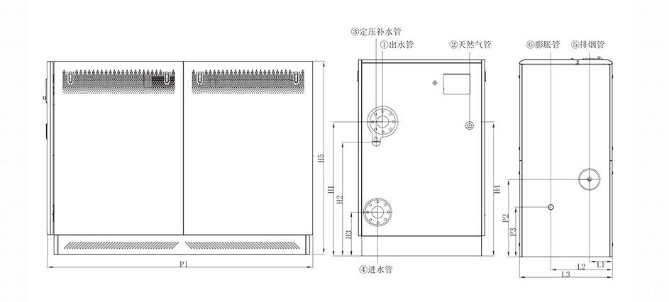 350KW撬裝供熱機組商用冷凝鍋爐外型尺寸圖 350KW撬裝供熱機組商用冷凝鍋爐外型尺寸圖