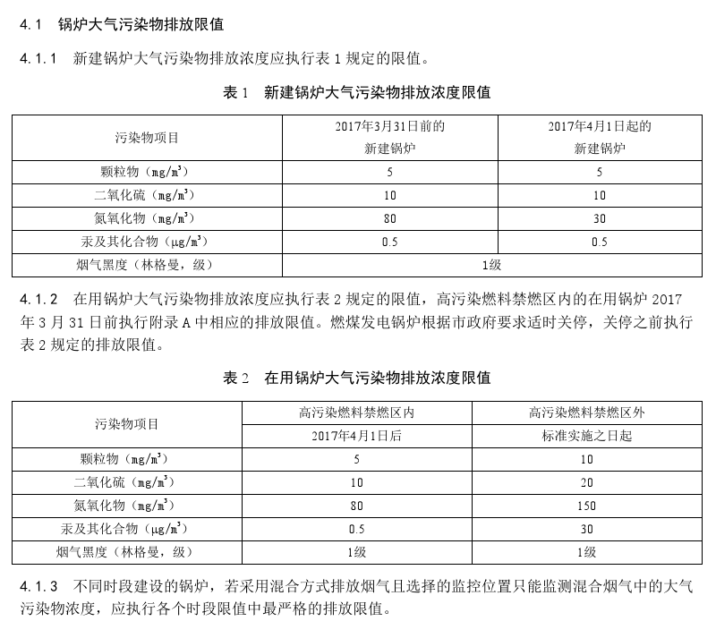 北京市鍋爐大氣污染物排放標(biāo)準(zhǔn)
