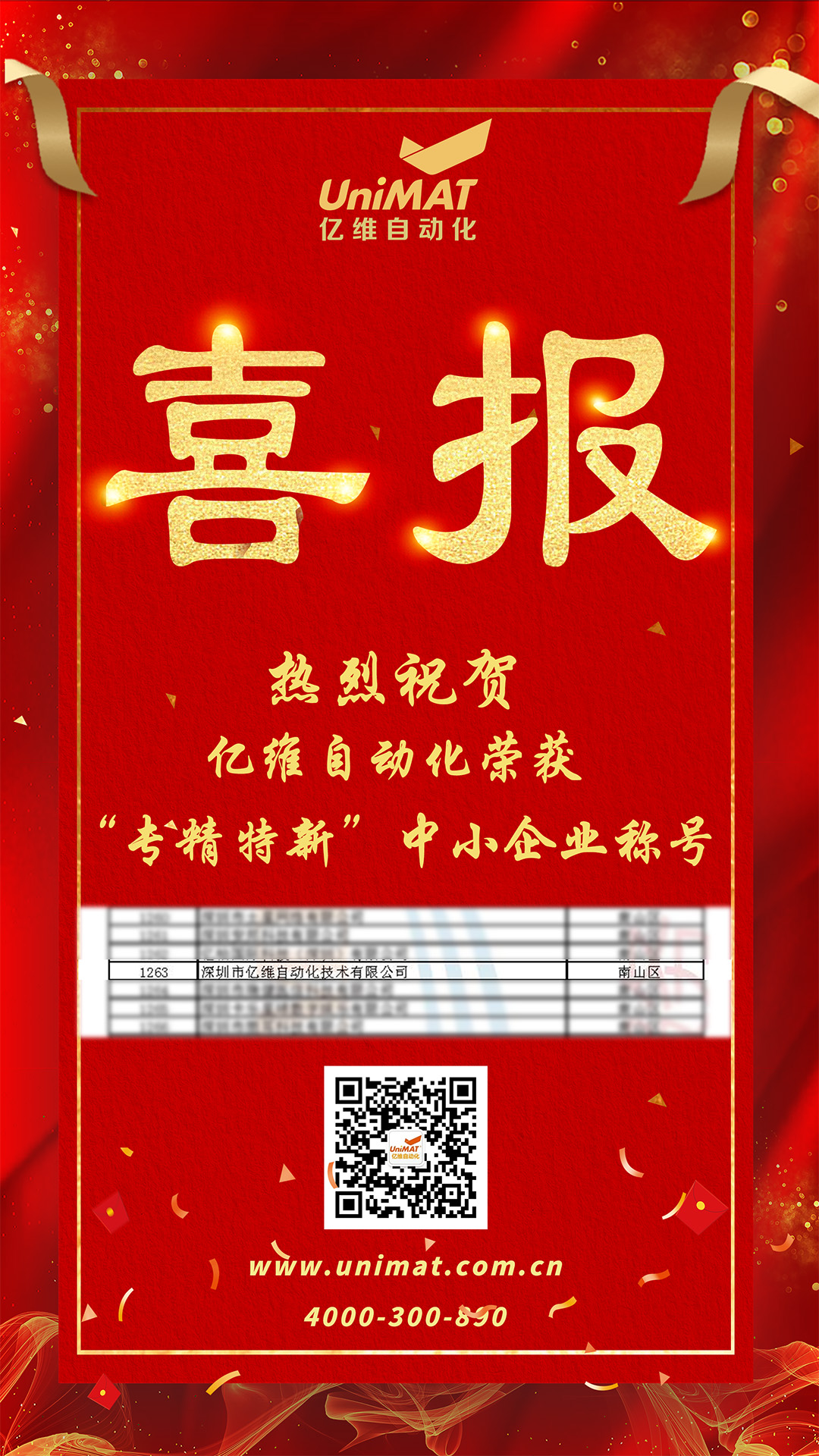 喜報！億維自動化獲評2022年深圳市“專精特新”中小企業(yè)稱號